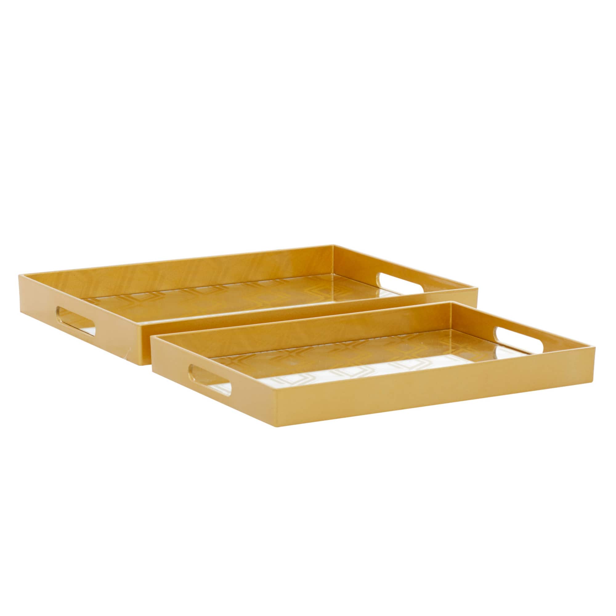 CosmoLiving by Cosmopolitan Gold Plastic Glam Tray Set